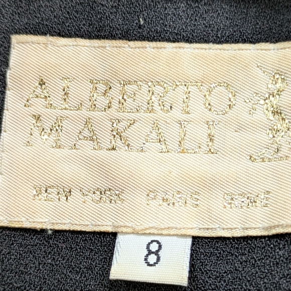 Vintage Alberto Makali Black Lace Up Back Button Up Front Suit Dress Jacket 8 - Picture 6 of 9